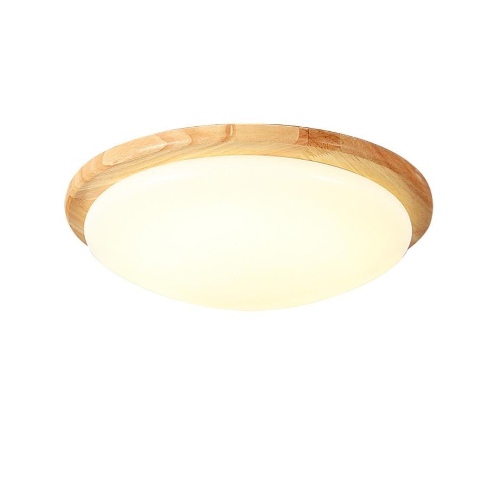14'' Dimmable Wood Flush Mount Light Nordic LED Ceiling Lamp
