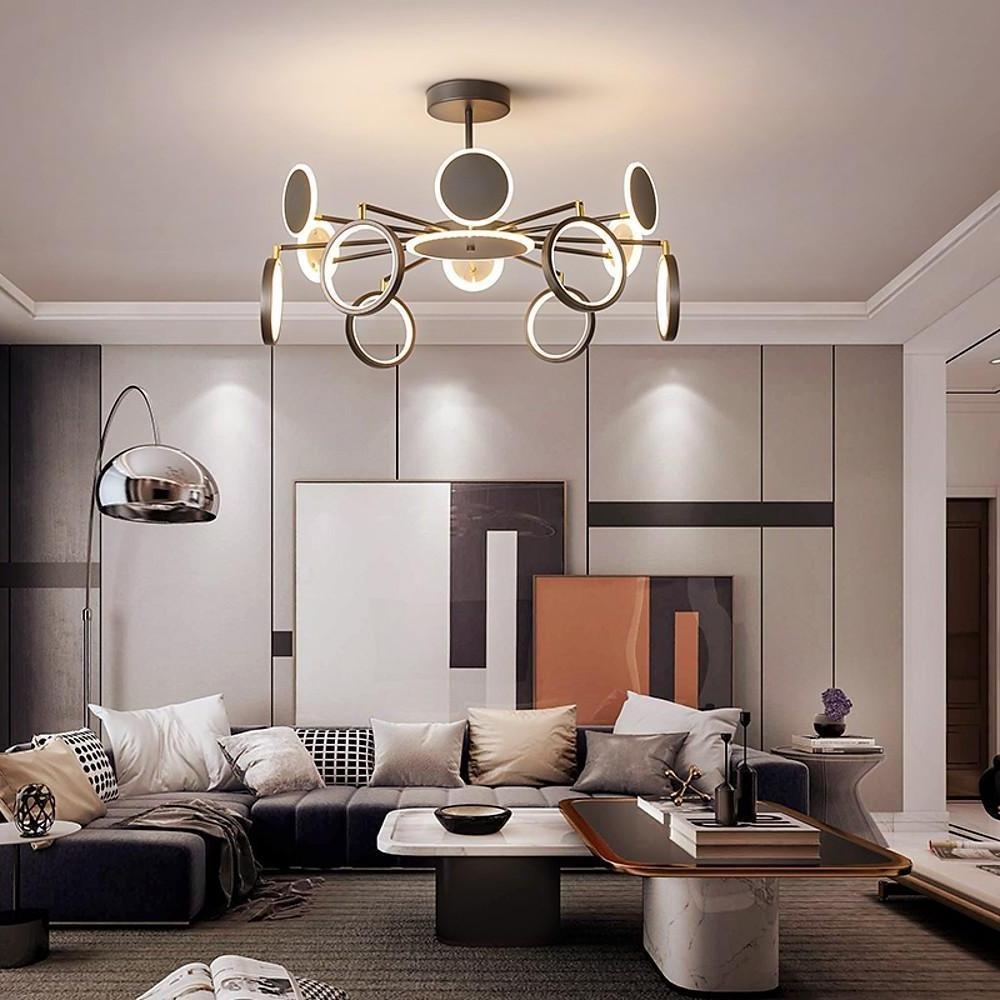 Modern Multi-Circle Pendant Light Acrylic Aluminum LED Chandelier