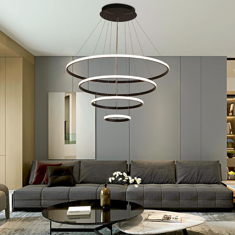 Modern Multi-Ring LED Pendant Light - Aluminum & Acrylic Chandelier