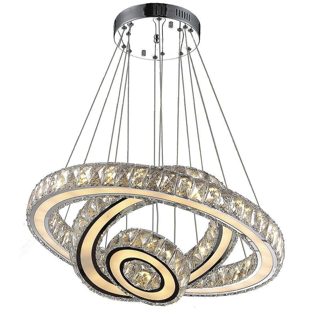 3-Ring Crystal Chandelier with LED Dimmable Remote Control