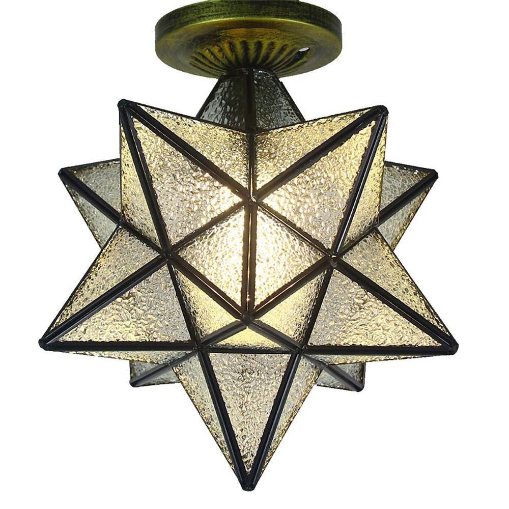 Multi-Pointed Star Semi-Flush Mount Ceiling Light - Metal & Glass