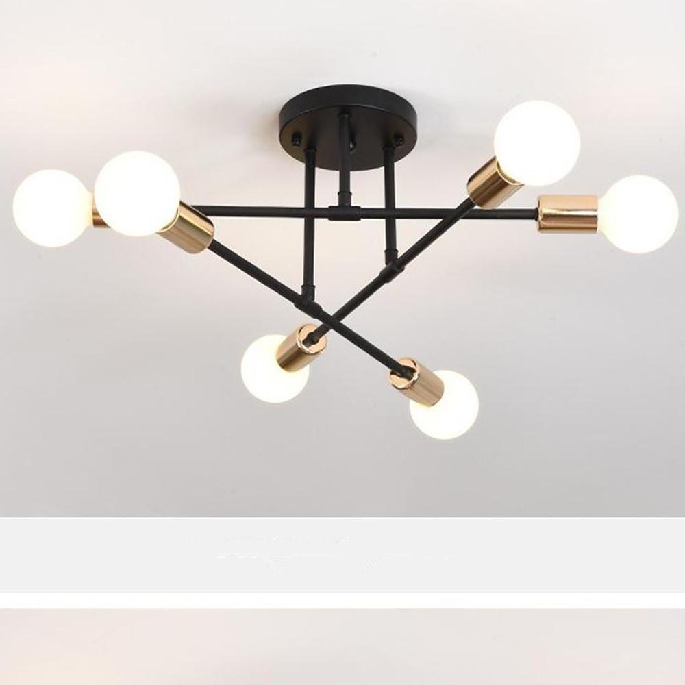 Modern Sputnik Chandelier 6-Light Metal Semi Flush Mount