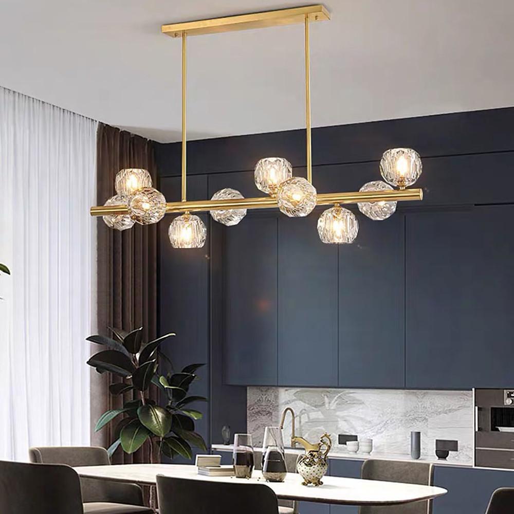 Modern Crystal Globe Cluster Chandelier LED Ceiling Light Gold