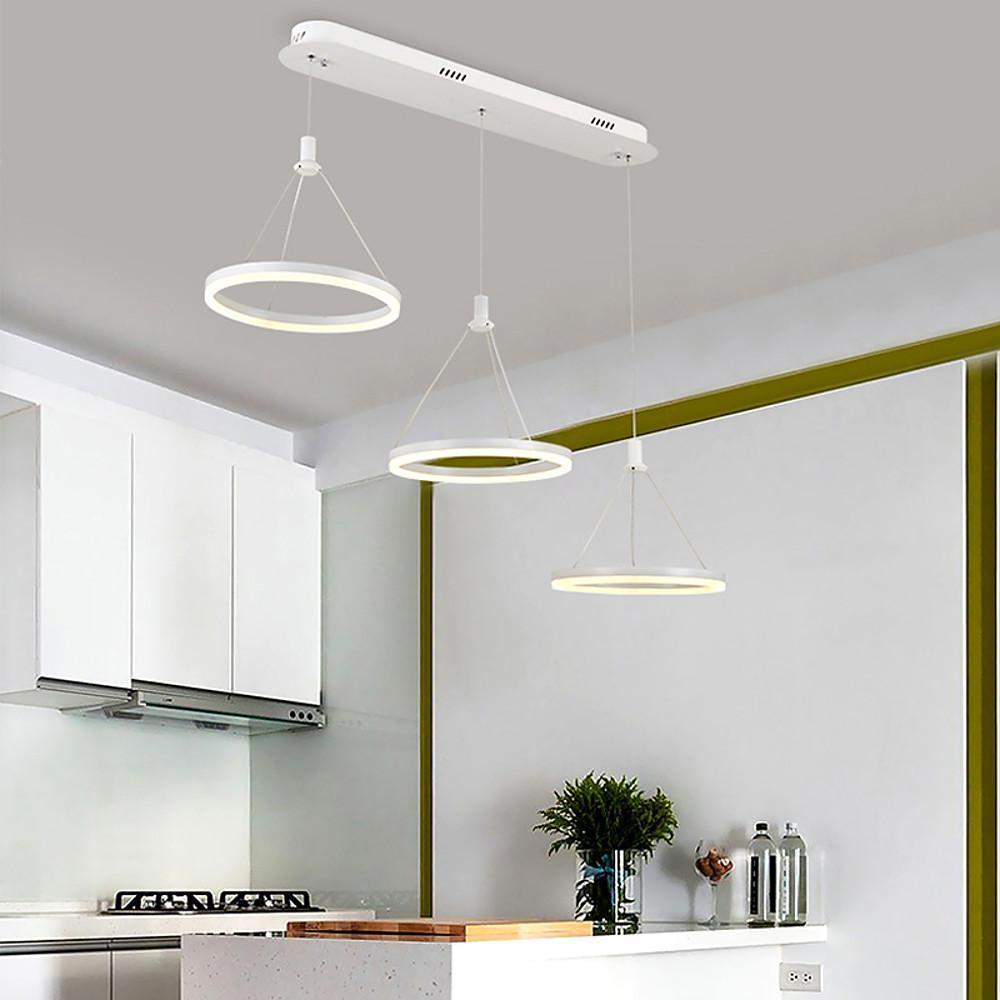 Modern 3-Ring LED Chandelier with Adjustable Suspension