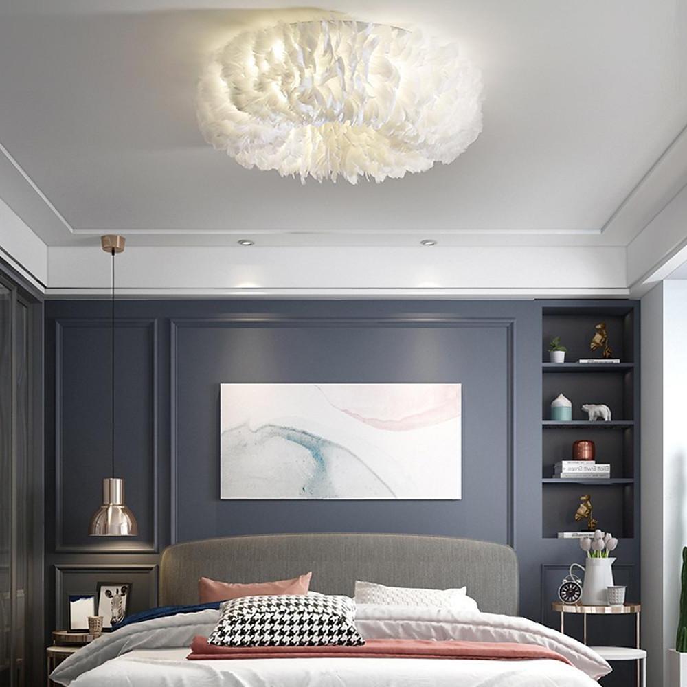 Nordic Feather Flush Mount Ceiling Light - Round LED Chandelier