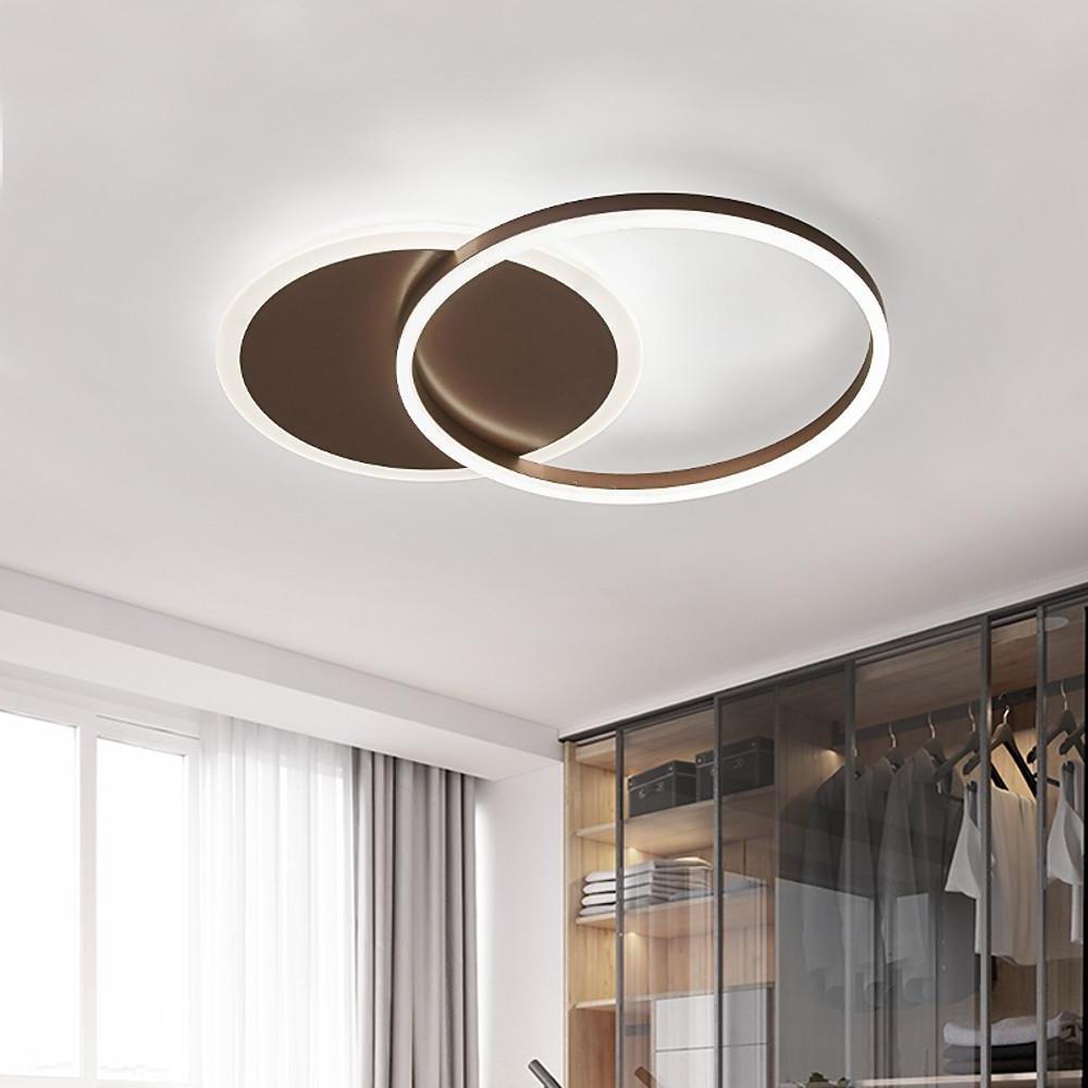 22" Modern Two Ring LED Flush Mount Ceiling Light - Aluminum