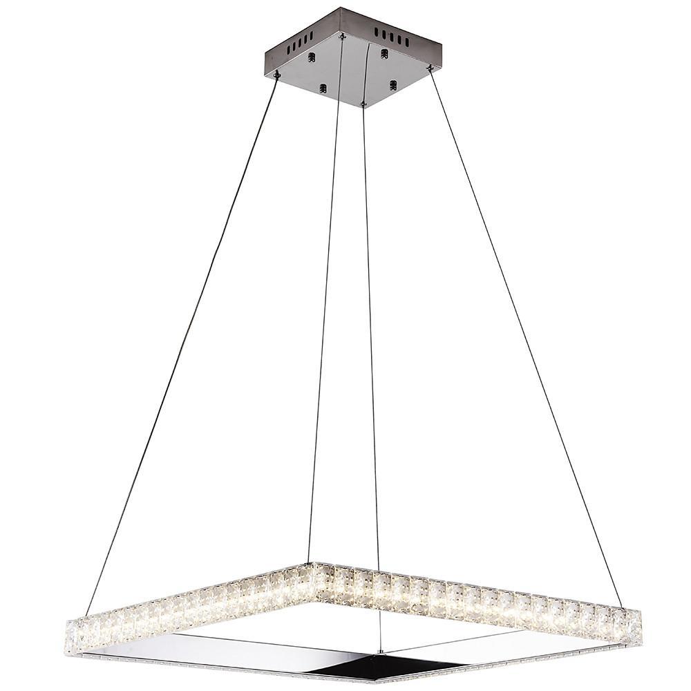 Square Crystal Metal LED Chandelier Modern Pendant Light