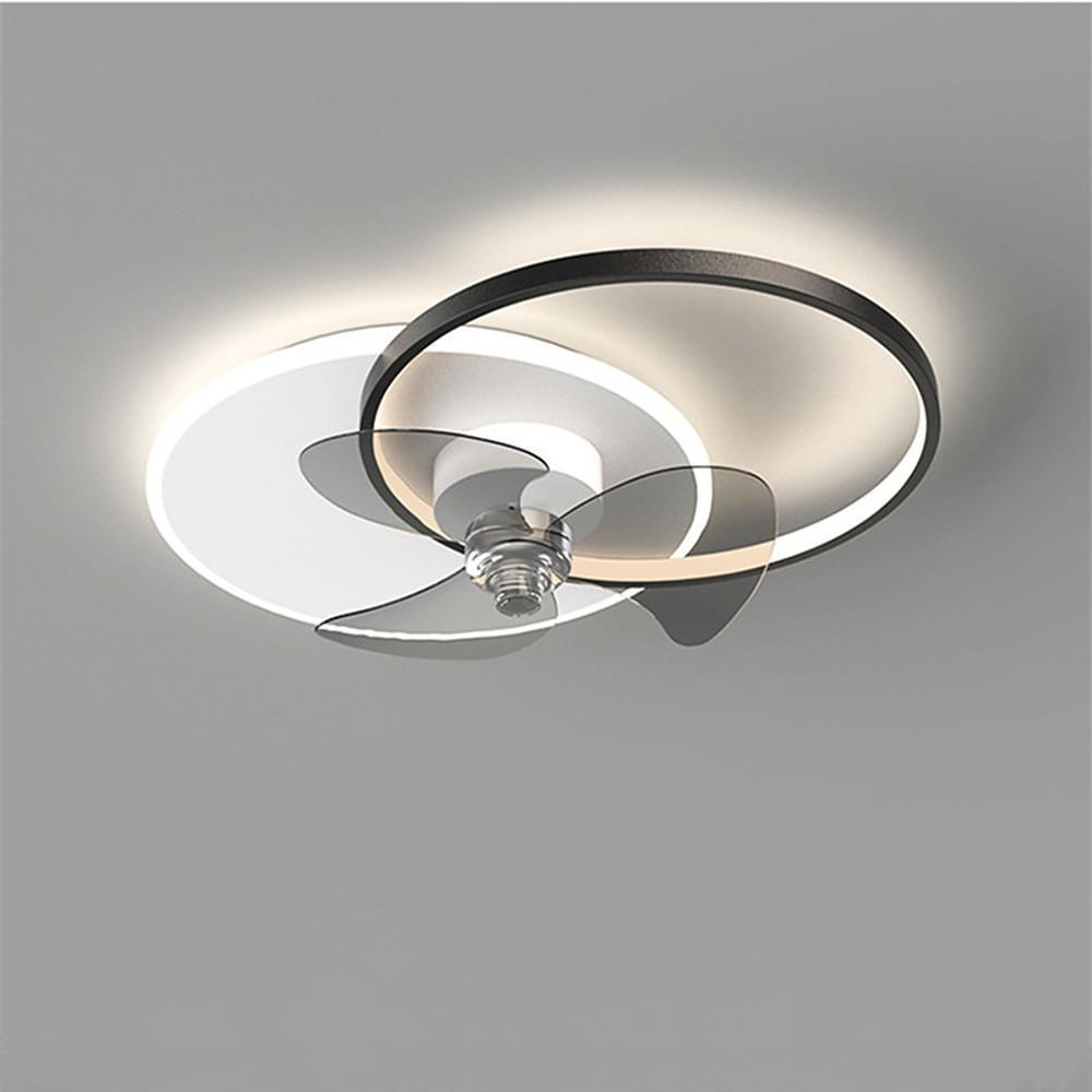 24'' Modern Flush Mount Ceiling Fan with Dimmable LED Light & Remote
