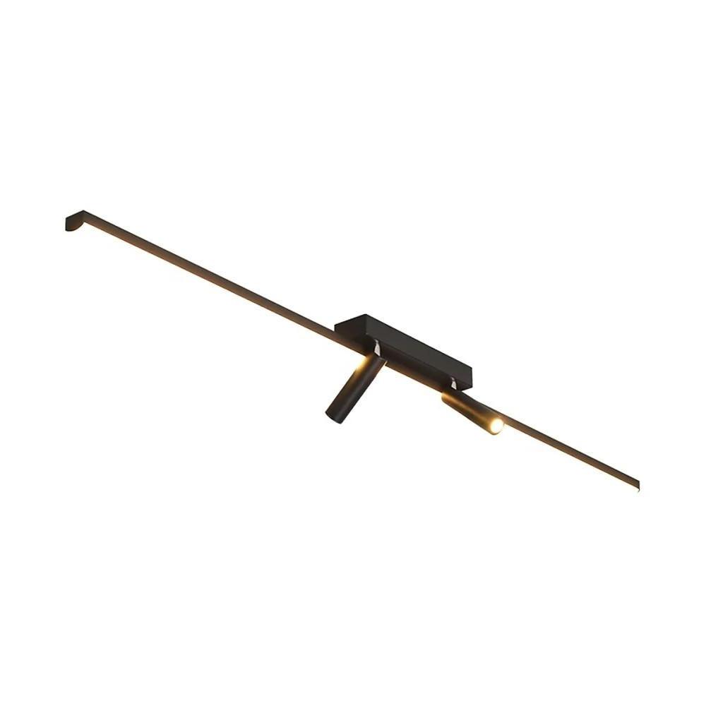 Black Linear Semi-Flush Mount Light with Adjustable Spotlights
