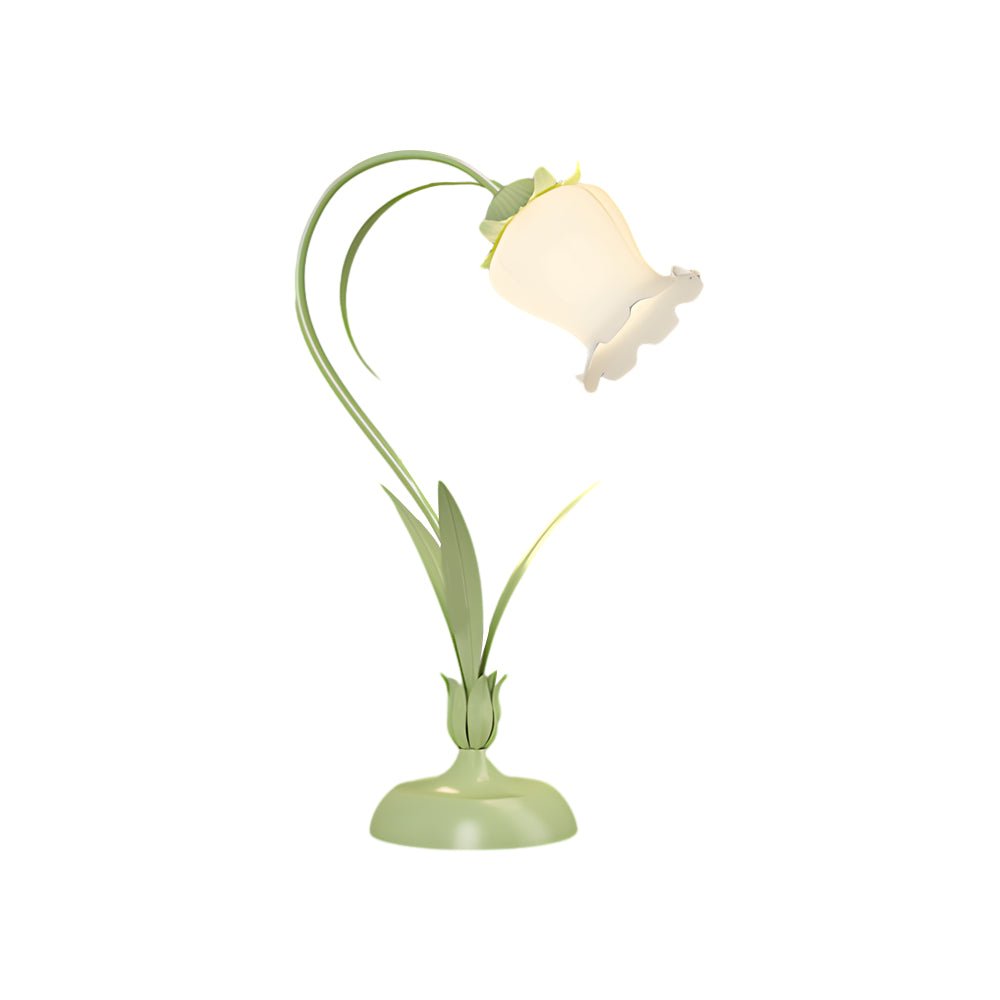 Green Floral Desk Lamp with 3-Step Dimming for Home Office