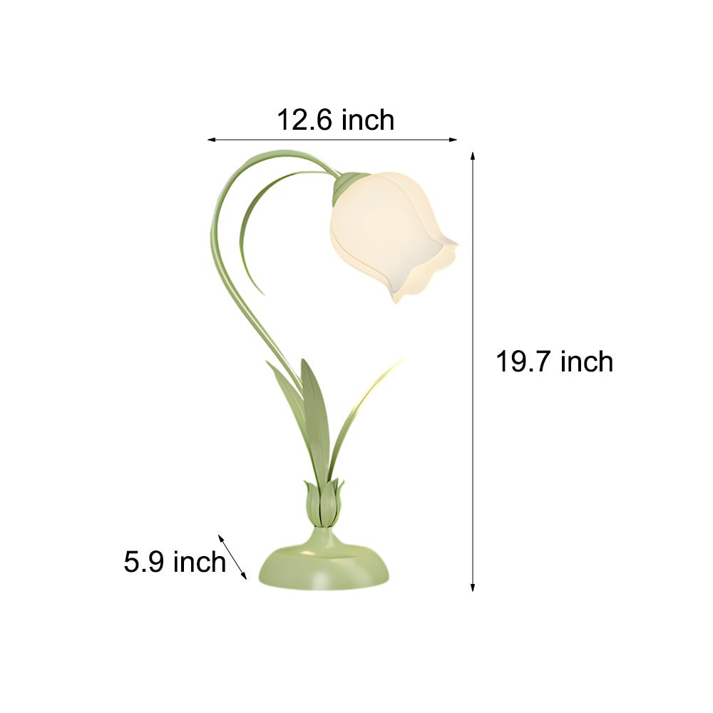 Green Floral Desk Lamp with 3-Step Dimming for Home Office