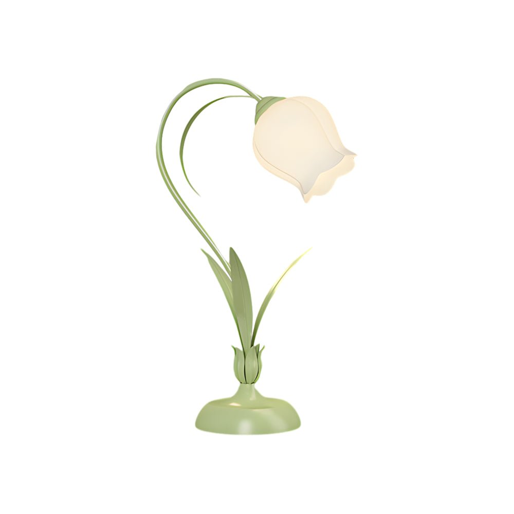 Green Floral Desk Lamp with 3-Step Dimming for Home Office
