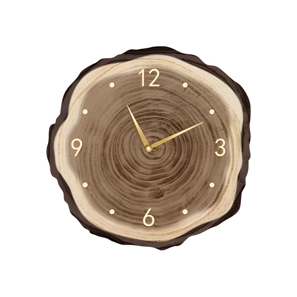 Rustic Wood Slice Wall Clock with Remote LED Lights