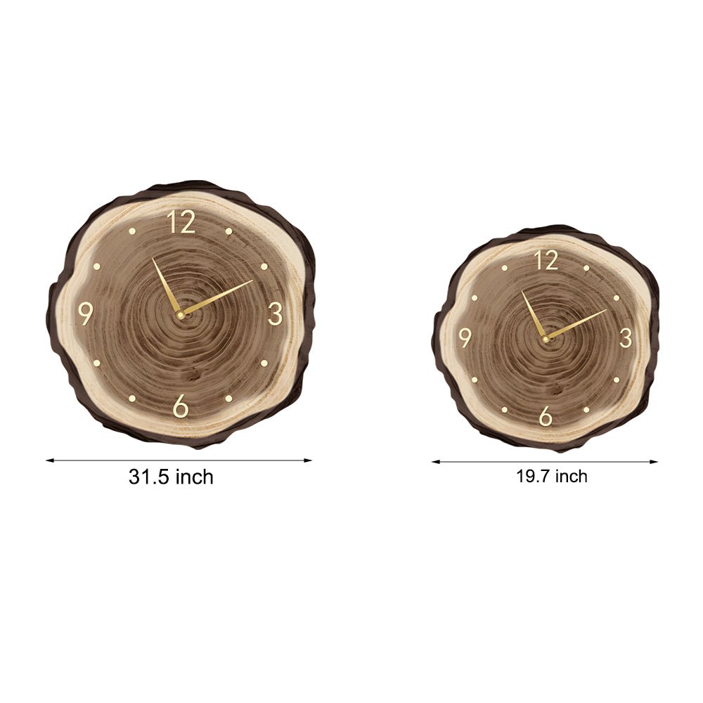 Rustic Wood Slice Wall Clock with Remote LED Lights