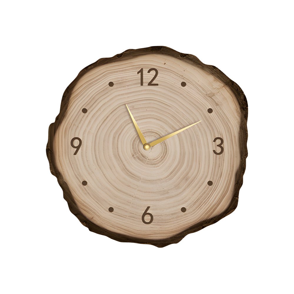 Rustic Wood Slice Wall Clock with Remote LED Lights