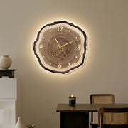 Rustic Wood Slice Wall Clock with Remote LED Lights