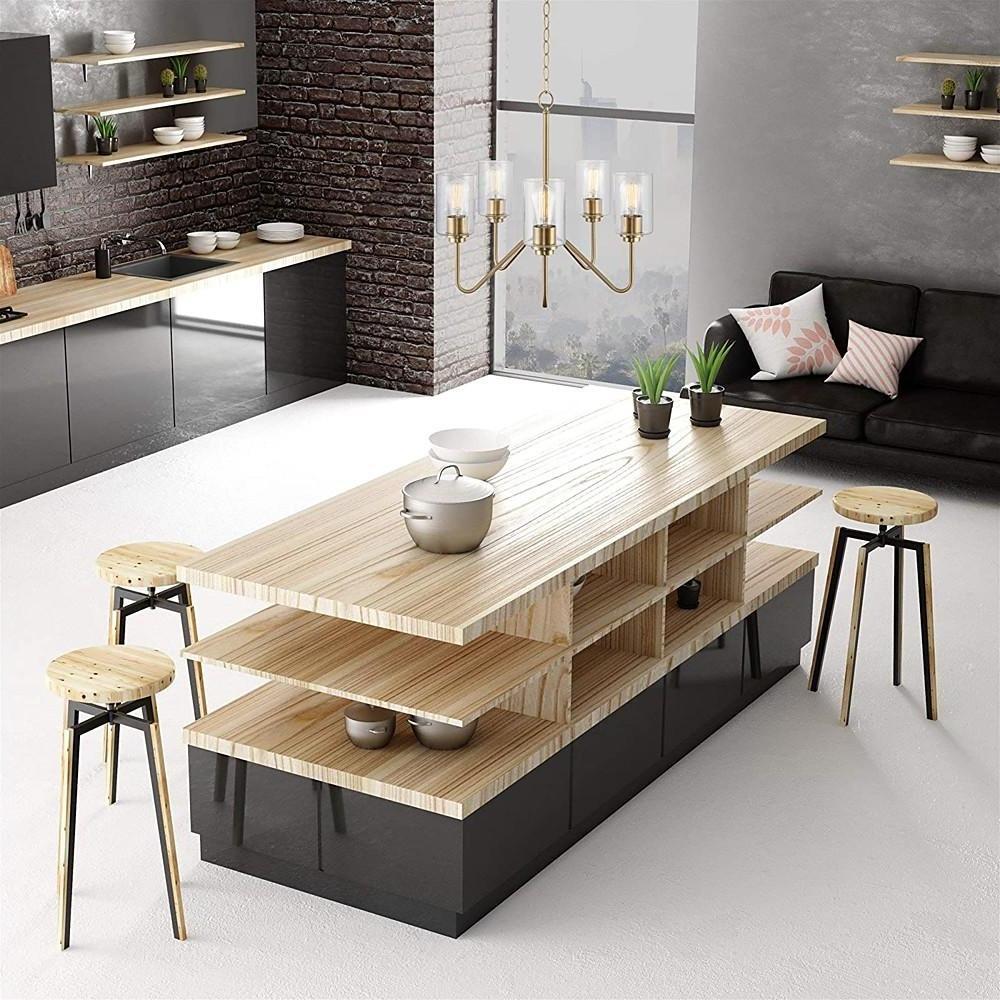 5-Light Glass Shade Chandelier with Electroplated Metal Frame