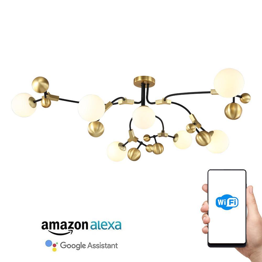Modern Sputnik Chandelier with 7 LED Lights in Gold Finish