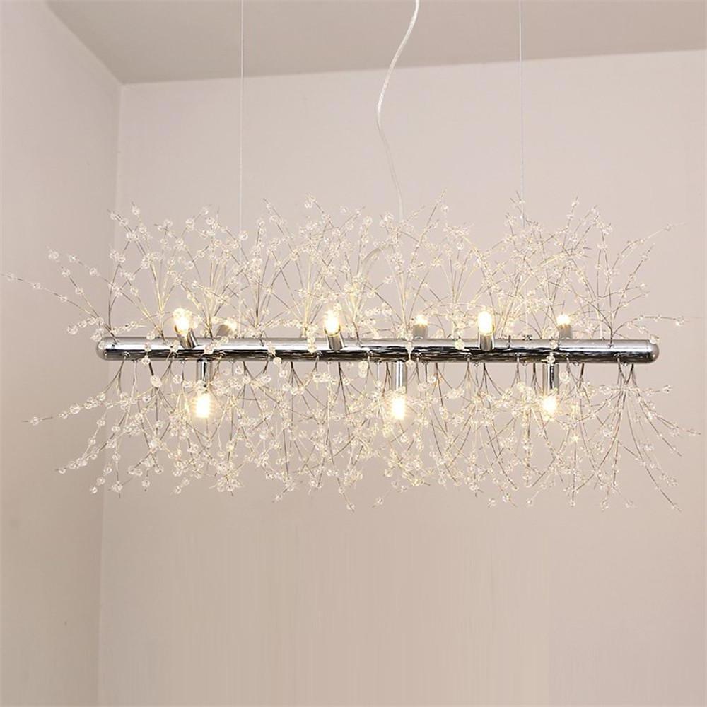 Modern Crystal Branch Pendant Light – Electroplated Metal E26/E27