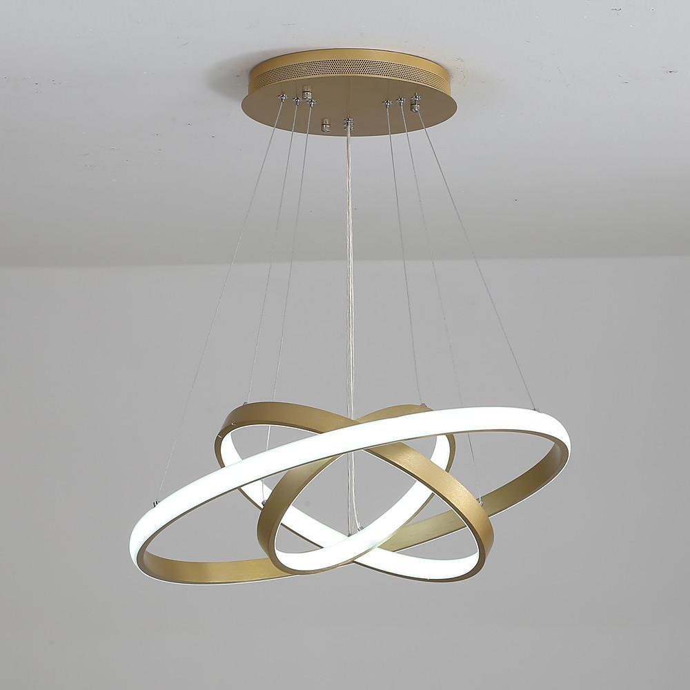Adjustable Ring LED Chandelier - Dimmable Gold Contemporary Design