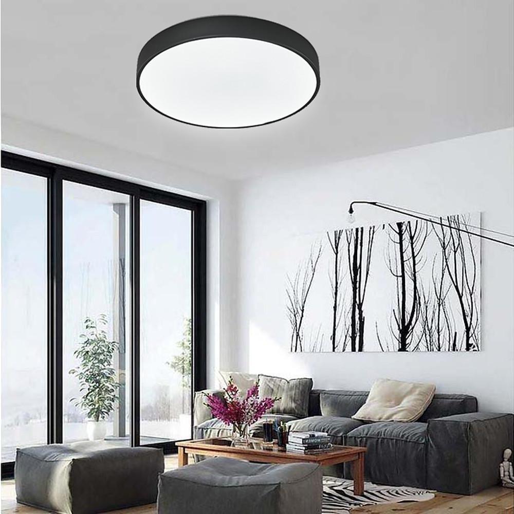 Ultra-Thin Round LED Ceiling Light Flush Mount Wood Frame
