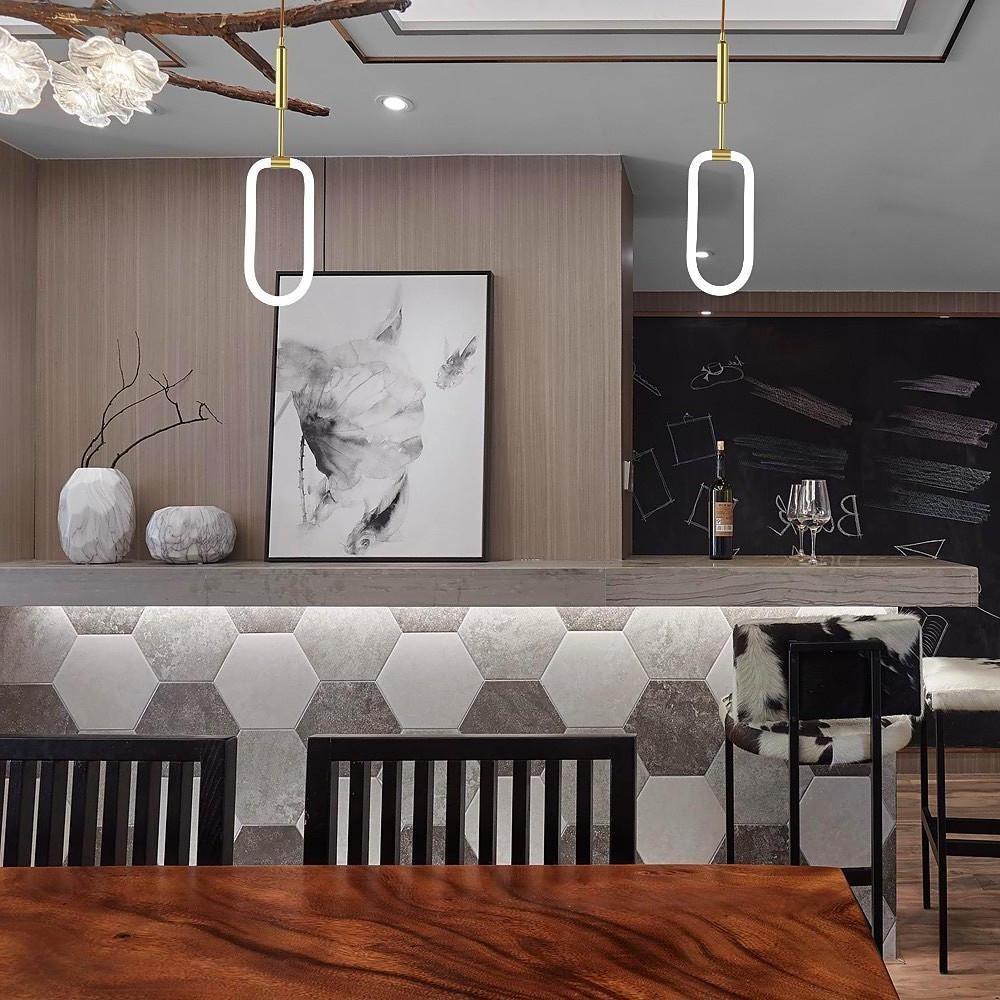 Rounded Rectangular Copper LED Pendant Light