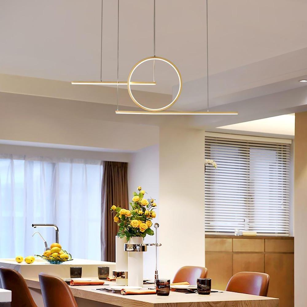 Modern Circular Linear LED Pendant Light Aluminum Dining Room