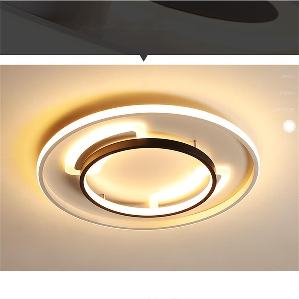 Modern Circle LED Flush Mount Ceiling Light - Metal & Acrylic