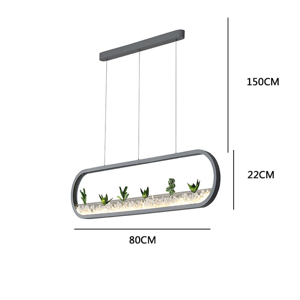 Rounded Rectangular Modern Pendant Light with Aluminum Frame