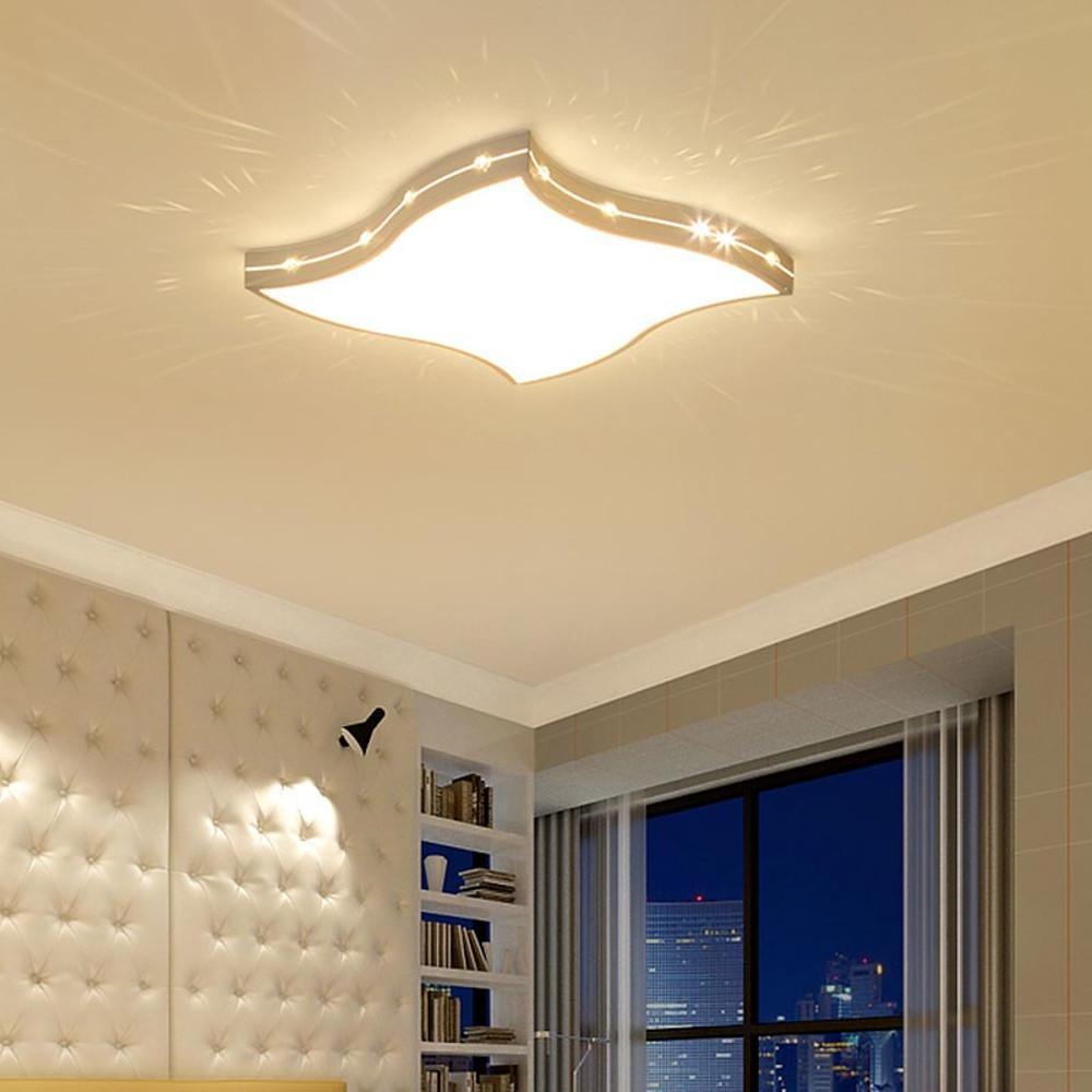 Waved Square Modern Crystal Flush Mount LED Ceiling Light