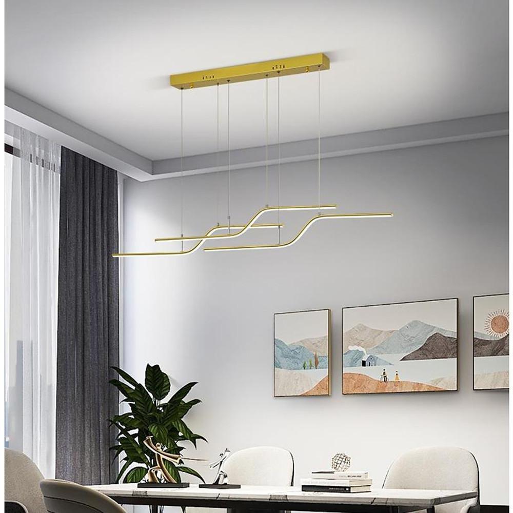 Linear Curved Modern LED Chandelier Dining Room Pendant Light