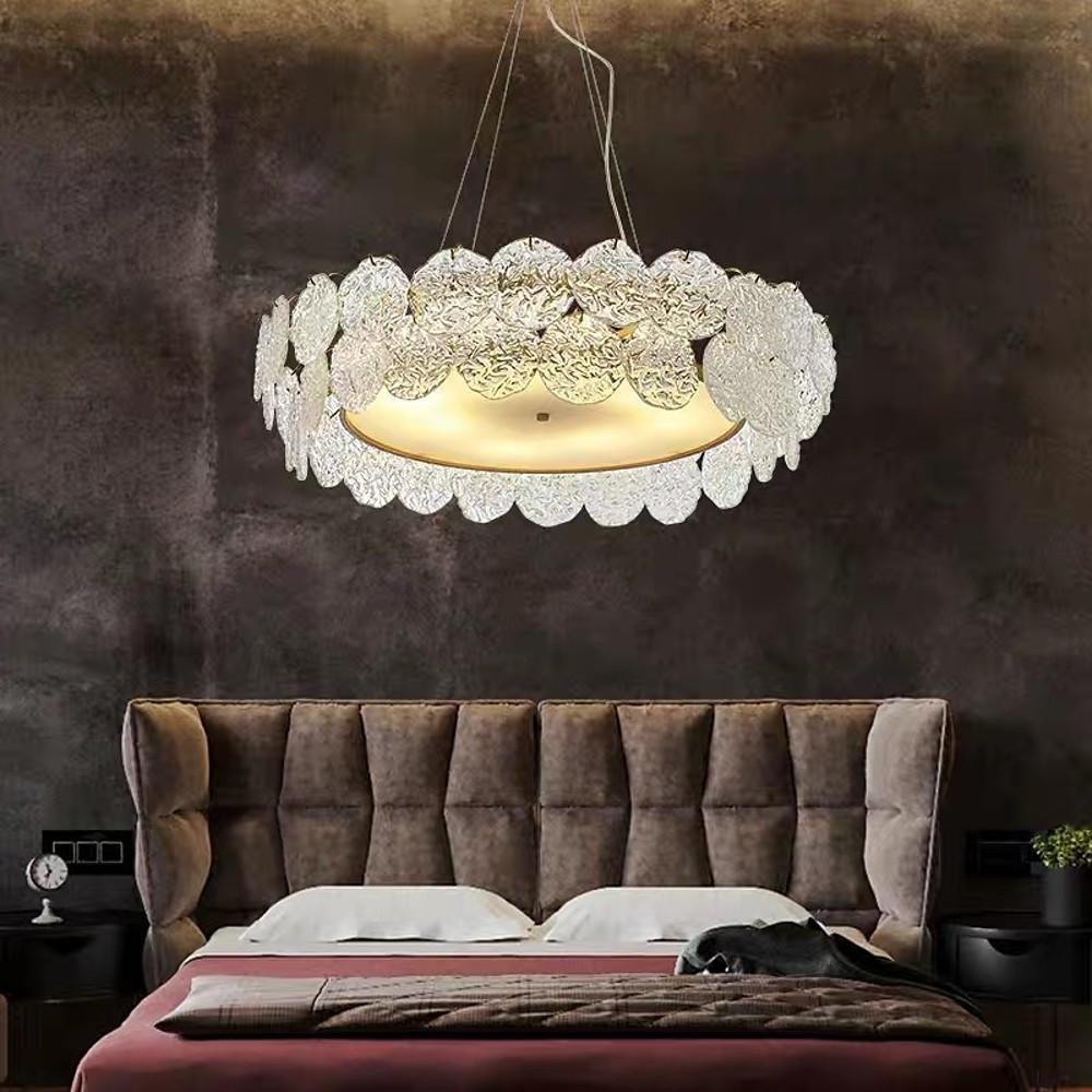 Modern Glass Shell Chandelier with LED Lighting for Dining Room