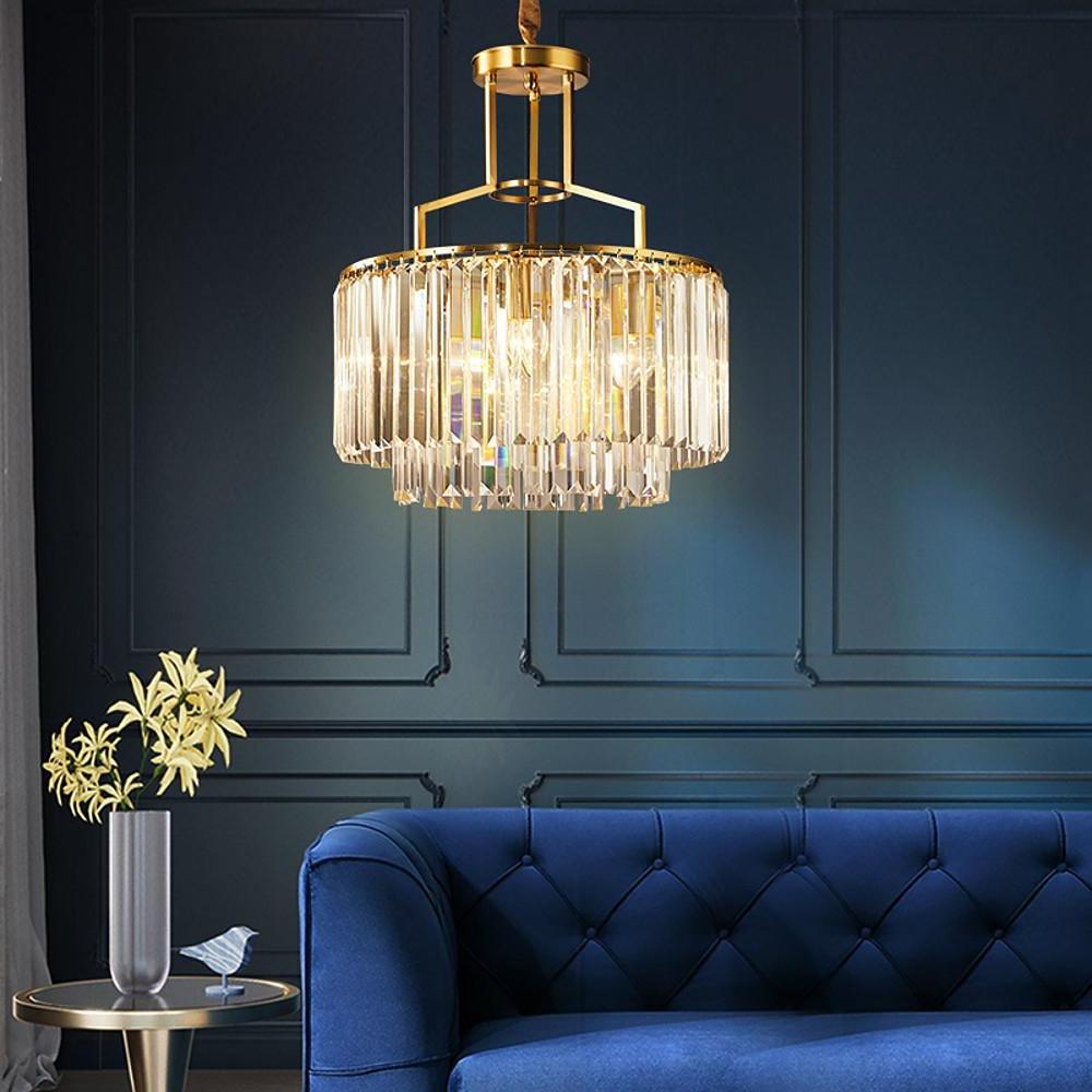 Crystal Nordic Chandelier with Copper Frame and LED Lighting