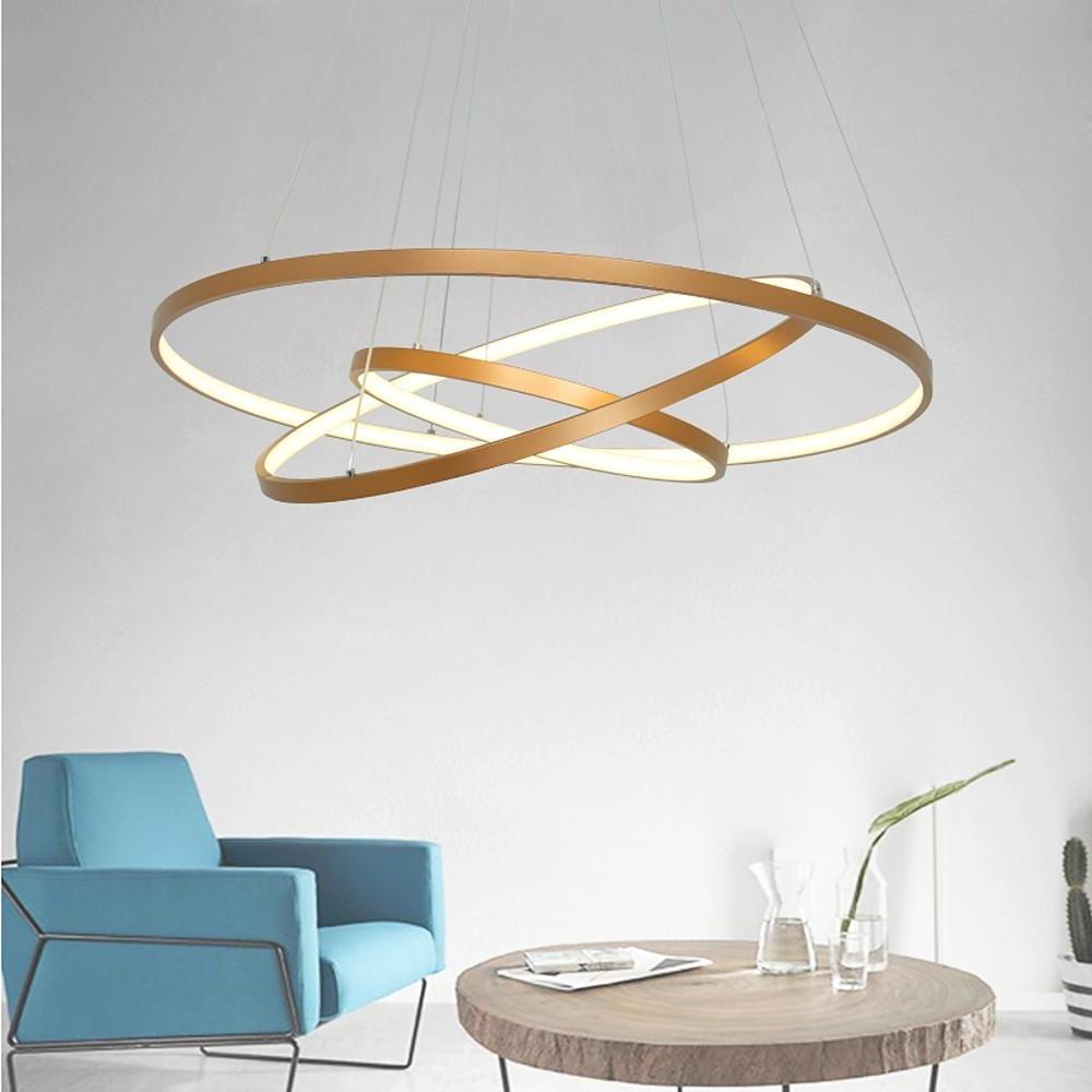 3-Ring Dimmable LED Chandelier – Modern Aluminum Pendant Light