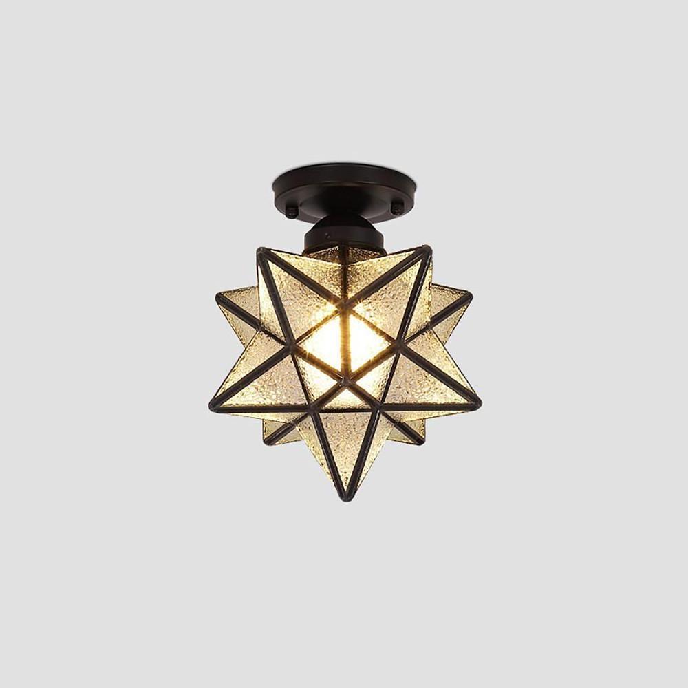 Multi-Pointed Star Semi-Flush Mount Ceiling Light - Metal & Glass