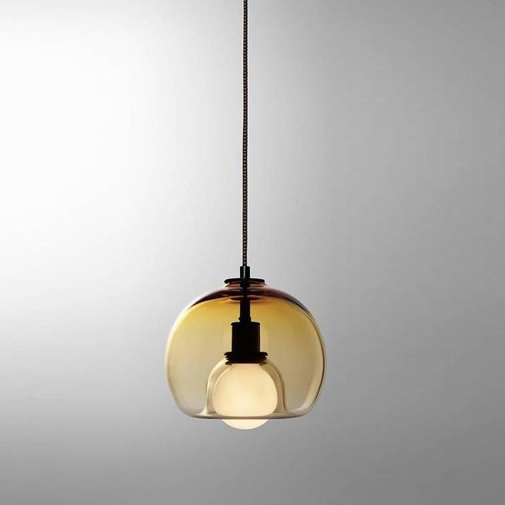 Semi-Globe Glass Pendant Light with Electroplated Metal Finish