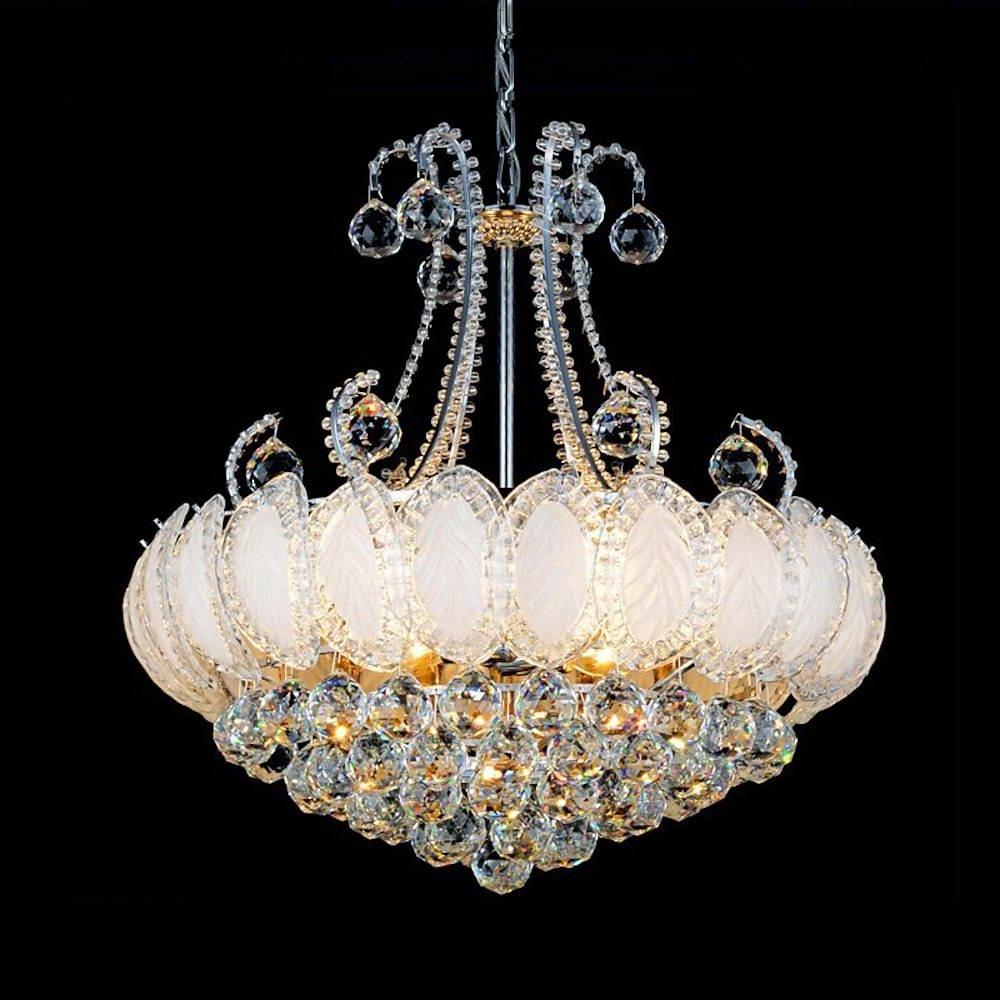 8-Light Crystal Chandelier - Modern Vintage Gold Silver Metal Frame