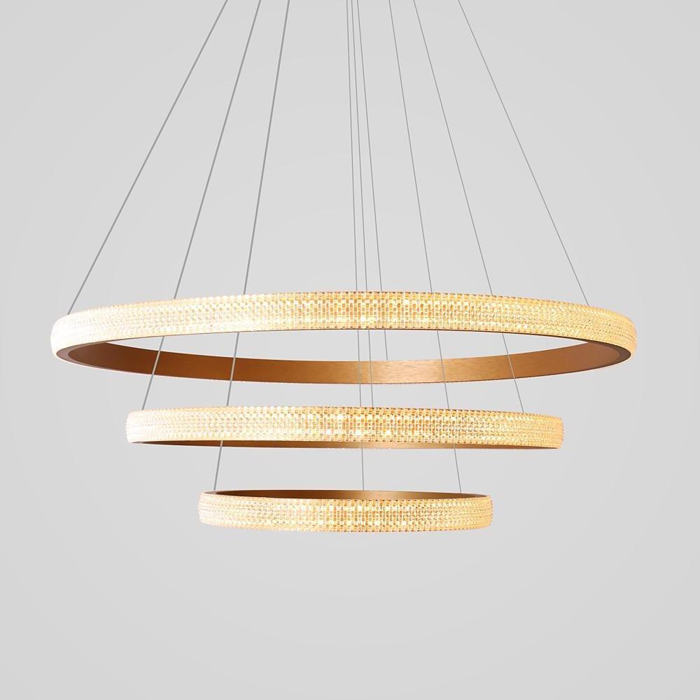 Adjustable 3-Ring LED Chandelier Gold Modern Aluminum Pendant