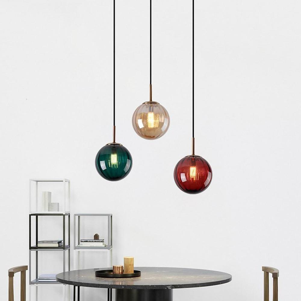 Electroplated Glass Ball Pendant Light Modern LED Hanging Lamp