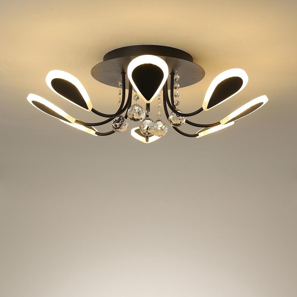 Modern Crystal Flush Mount Ceiling Light – 8-Light LED Fixture