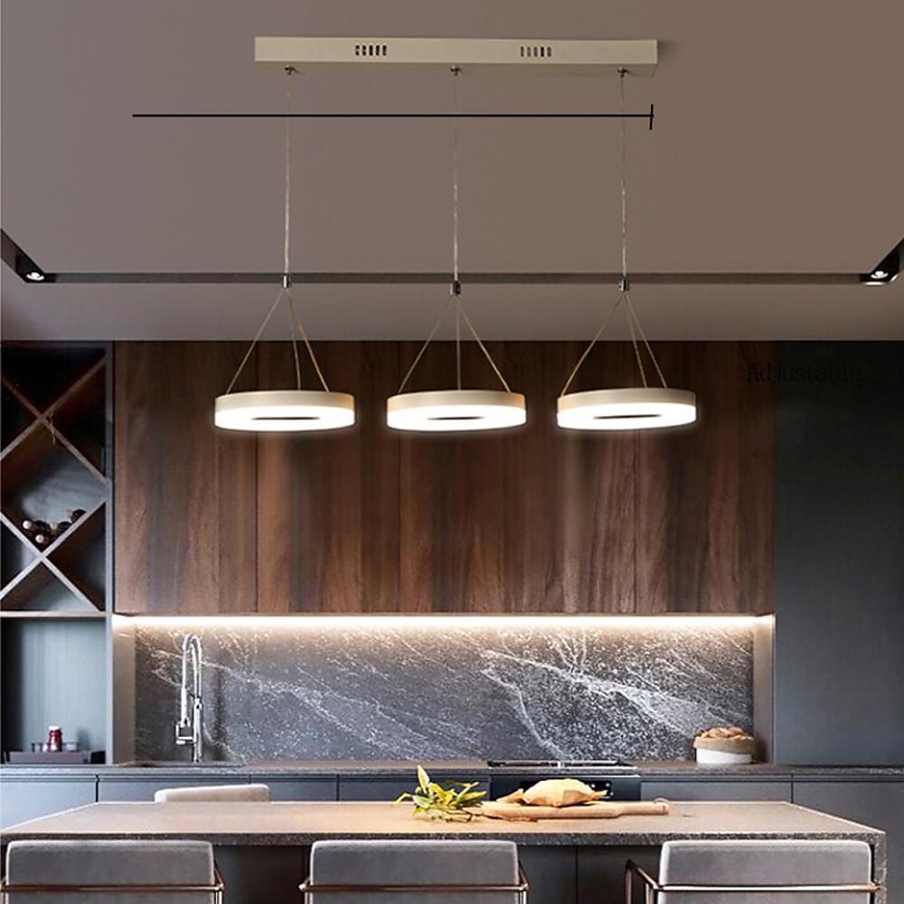 Modern 3-Ring Dimmable LED Chandelier with Adjustable Chains
