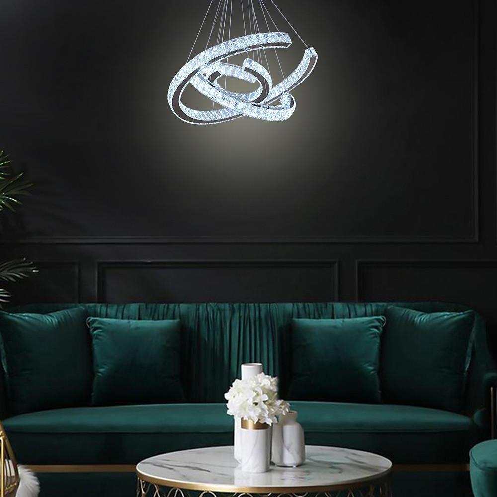 Wave Crystal Chandelier with Stainless Steel Finish - 3-Light LED