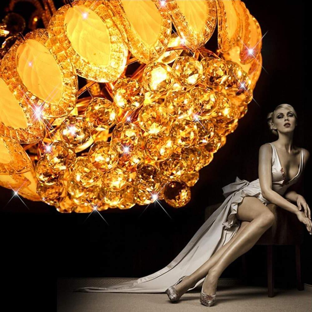 8-Light Crystal Chandelier - Modern Vintage Gold Silver Metal Frame