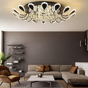 Flower Shaped Crystal Flush Mount LED Ceiling Light - Dimmable
