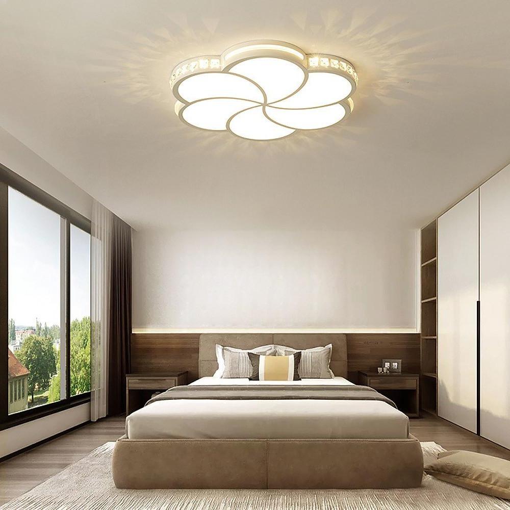 Flower Crystal Dimmable LED Flush Mount Ceiling Light White Modern