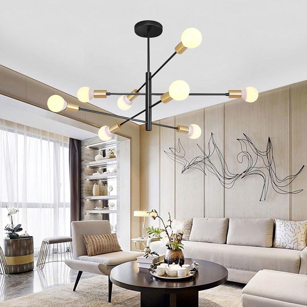 Modern Sputnik LED Geometric Chandelier 8-Light Metal Black Gold