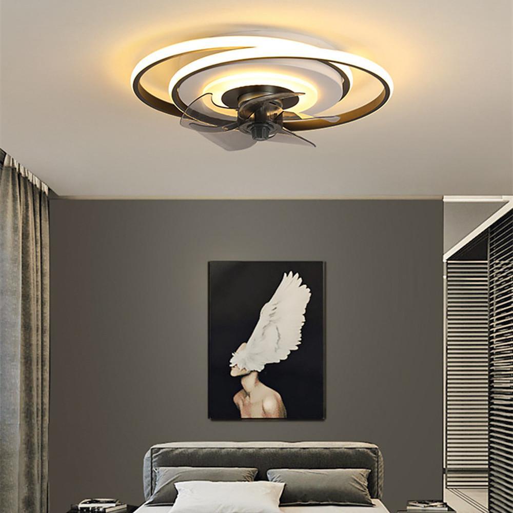 Modern Geometric Ceiling Fan with LED Light – Metal & Plastic