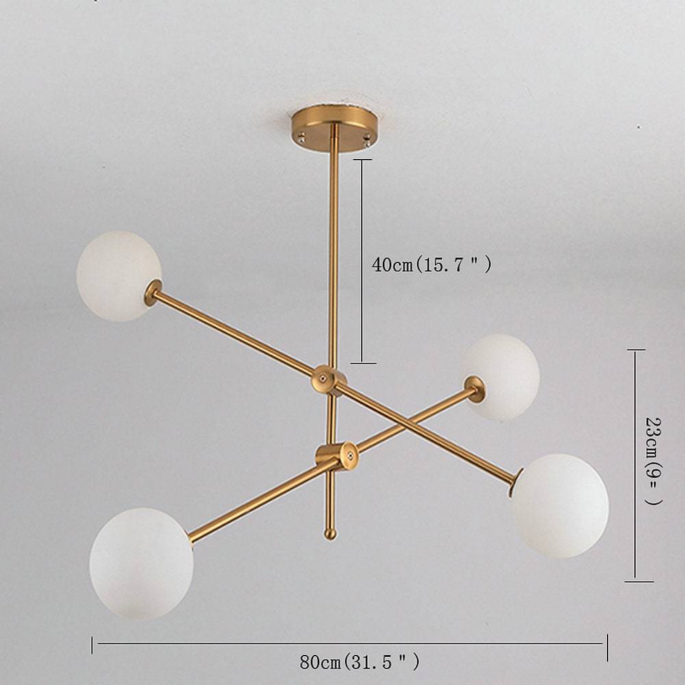 Geometric Sputnik Chandelier Gold Metal Glass 4-Light Modern