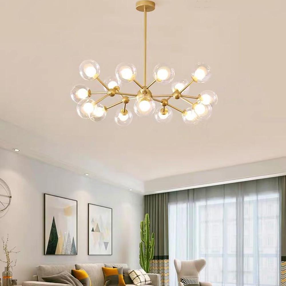 Modern Sputnik Chandelier 15-Light Glass Globe Cluster Pendant