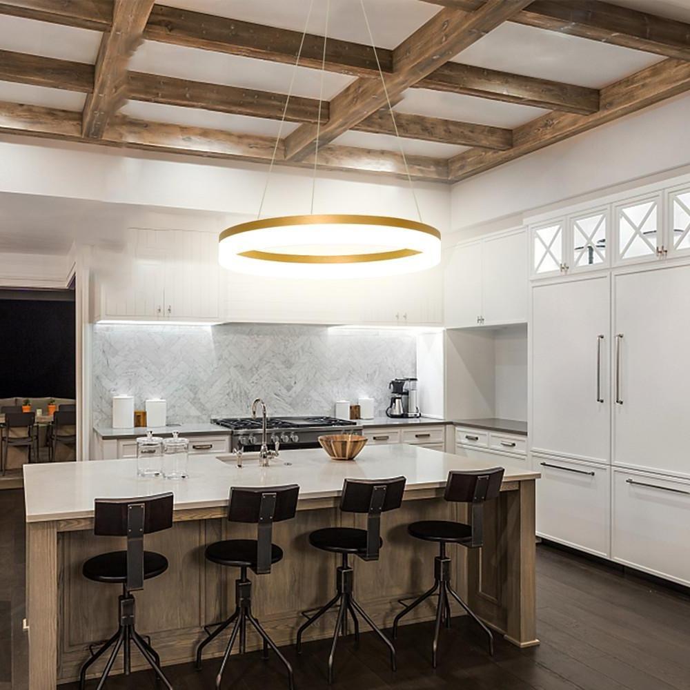 Modern Circular LED Pendant Light Aluminum Acrylic Island Lighting
